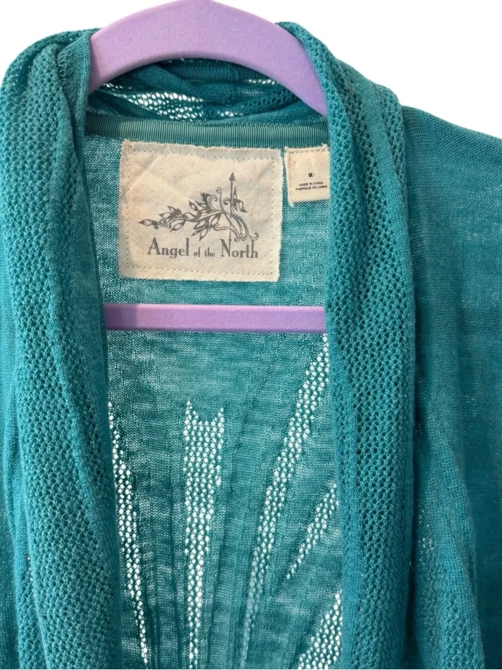 Angel Of The North Brushed-Horizon Open-Front Teal Cardigan Sweater - Picture 3 of 15